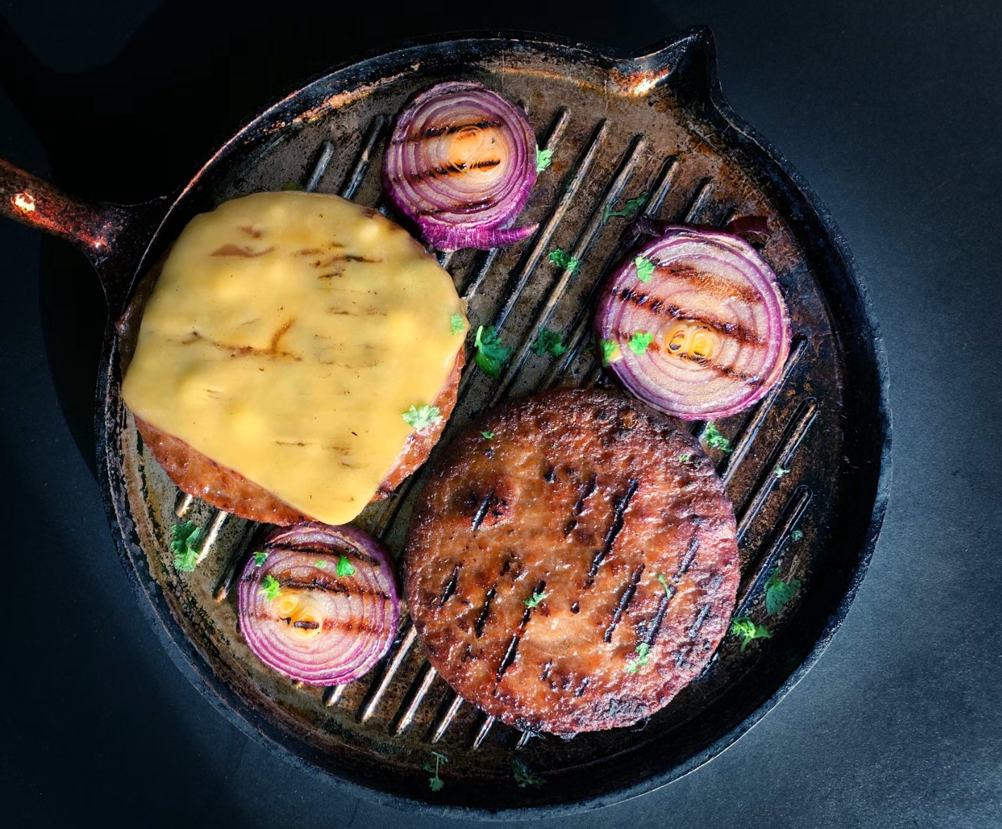 Plant Based Burgers on Grill